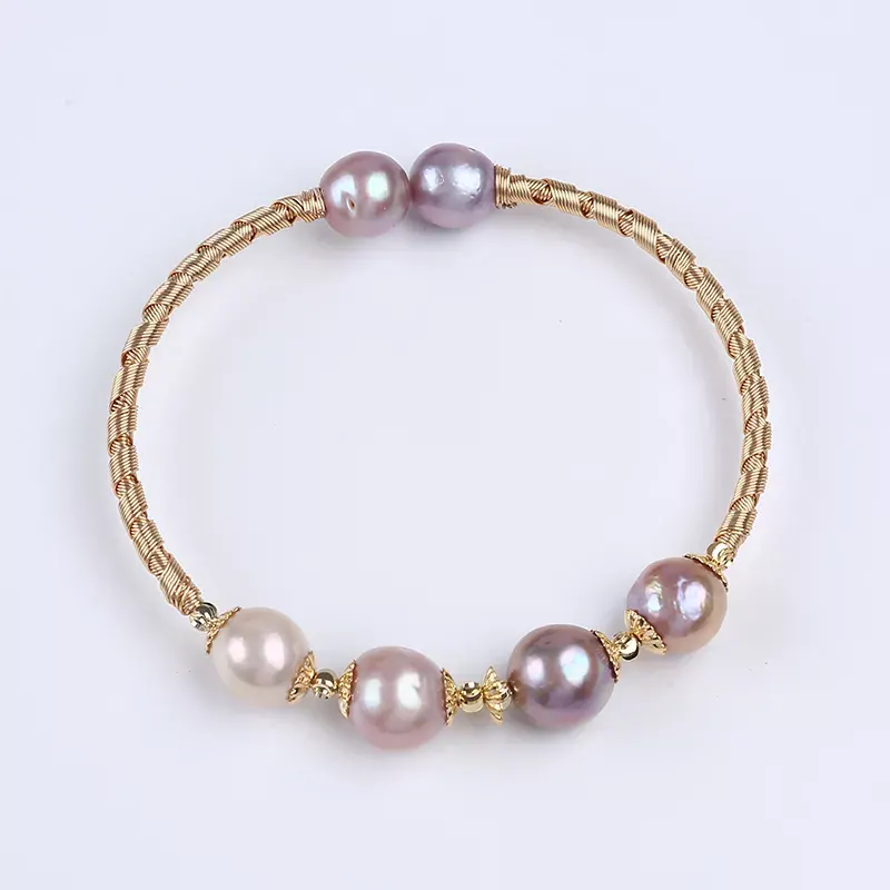 Exquisite Natural Freshwater Pearl and Gold Plated color fitting Hand-making Bracelet product photo 3