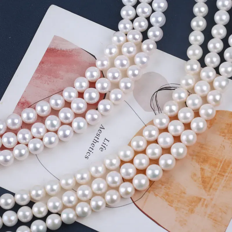 8-8.5mm 3A/4A white color round shape freshwater pearl string