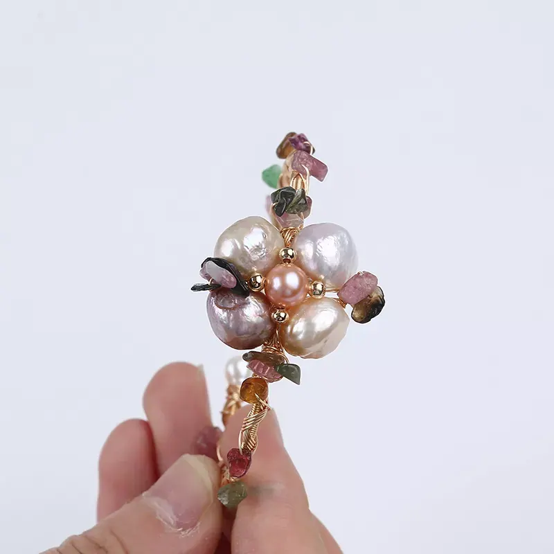 Exquisite Natural Freshwater Pearl and Gold Plated color fitting Hand-making Bracelet product photo 8