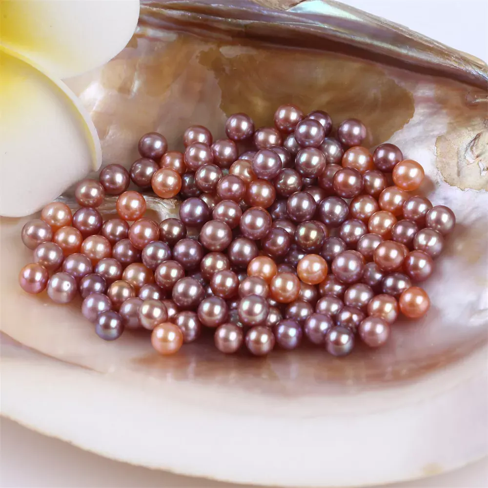 6.5-7mm Natural Pink/Purple Color Round Shape loose pearl freshwater cultured