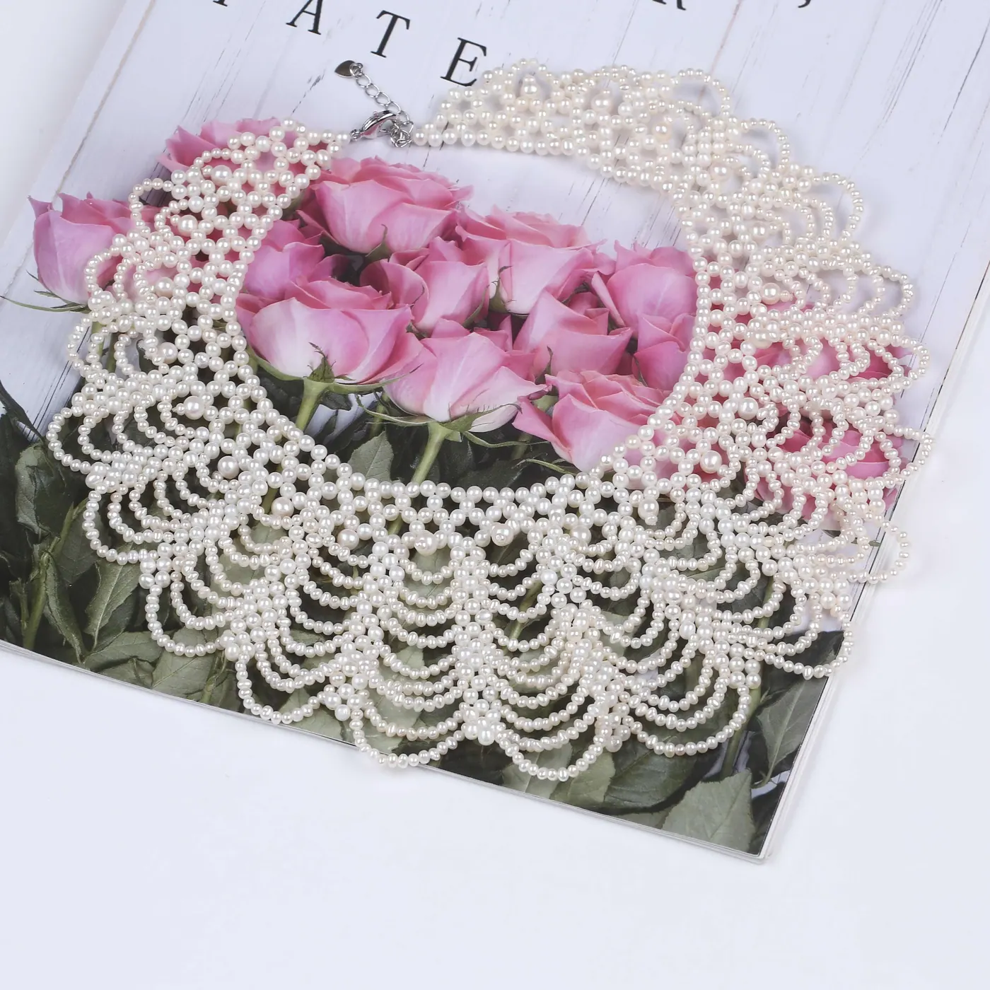 Necklace With White Color Potato Shape Pearl Choker