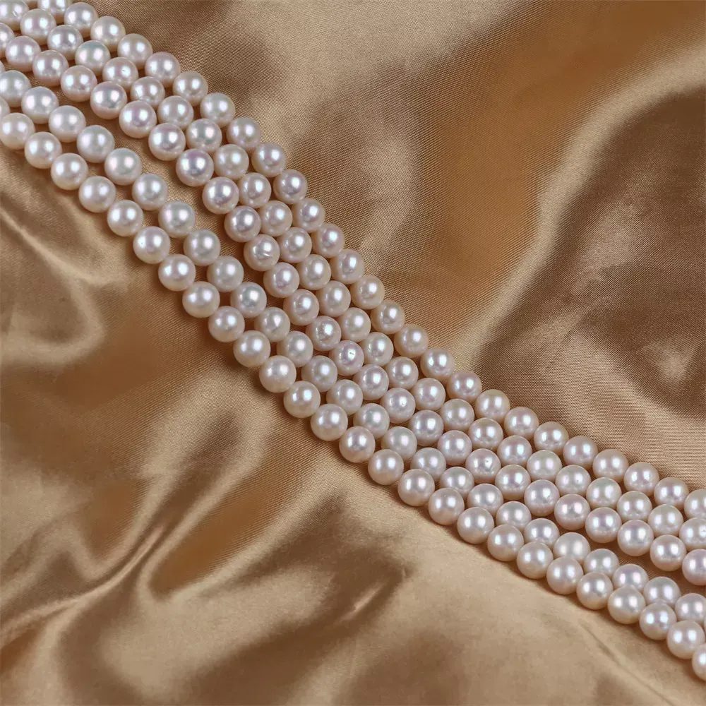 AAA Grade 8-9mm Good Quality Natural White Freshwater Loose Pearl String Round Pearl