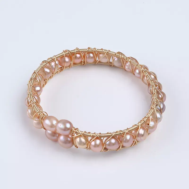 Exquisite Natural Freshwater Pearl and Gold Plated color fitting Hand-making Bracelet product photo 4