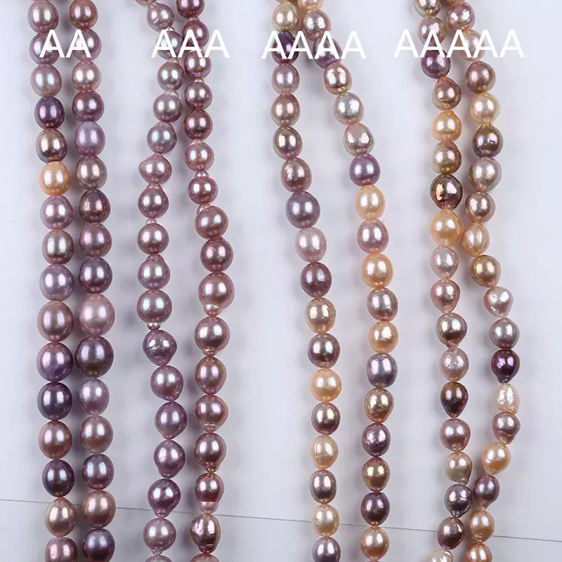 10-14mm white&pink&purple mixed color edison freshwater pearl strand