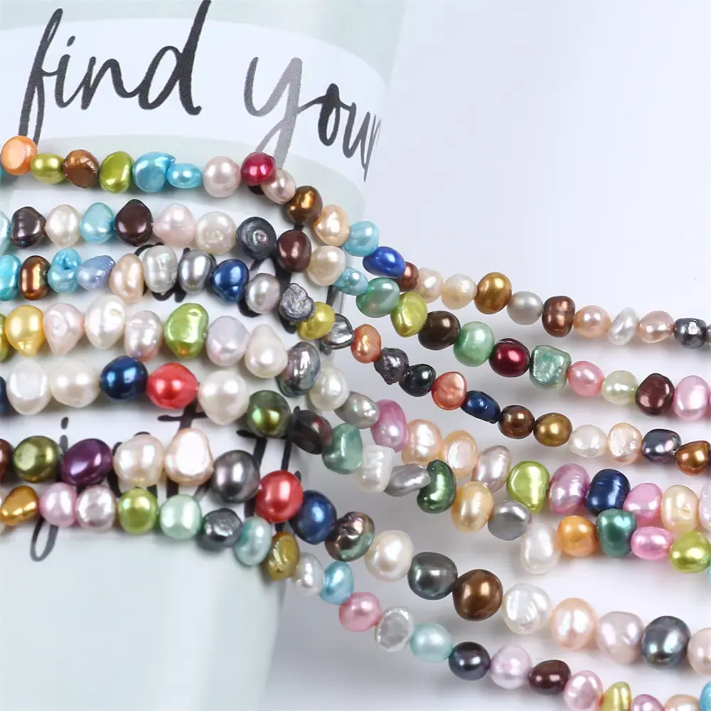 Wholesale Multicolor 6-7mm baroque freshwater cultured pearls string necklace
