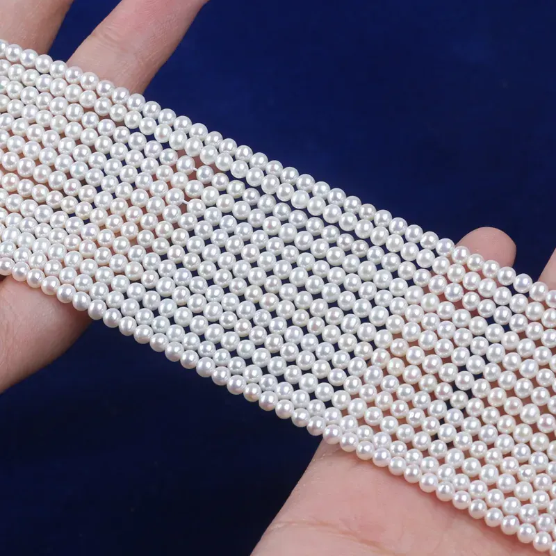 AAAA grade 5-5.5mm White Round Freshwater Pearl Strands
