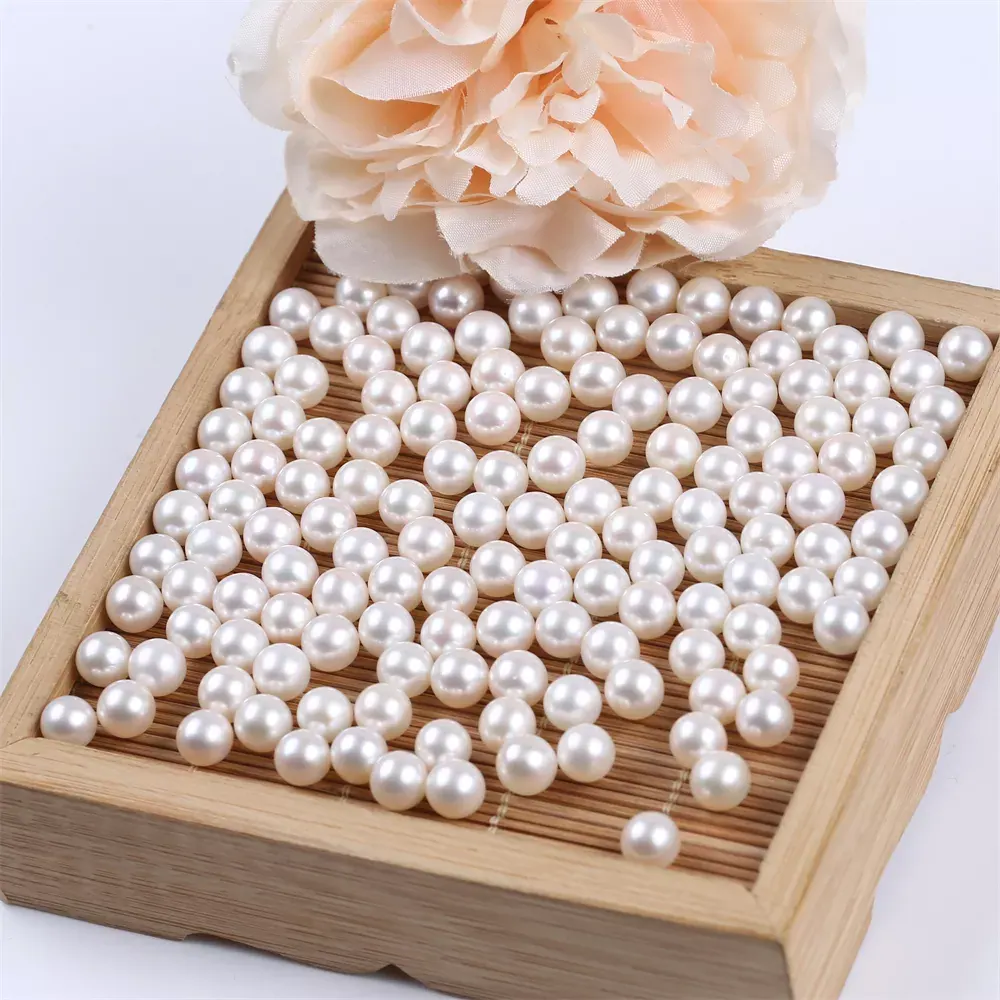 7-7.5mm White Color Round Shape loose pearl freshwater cultured