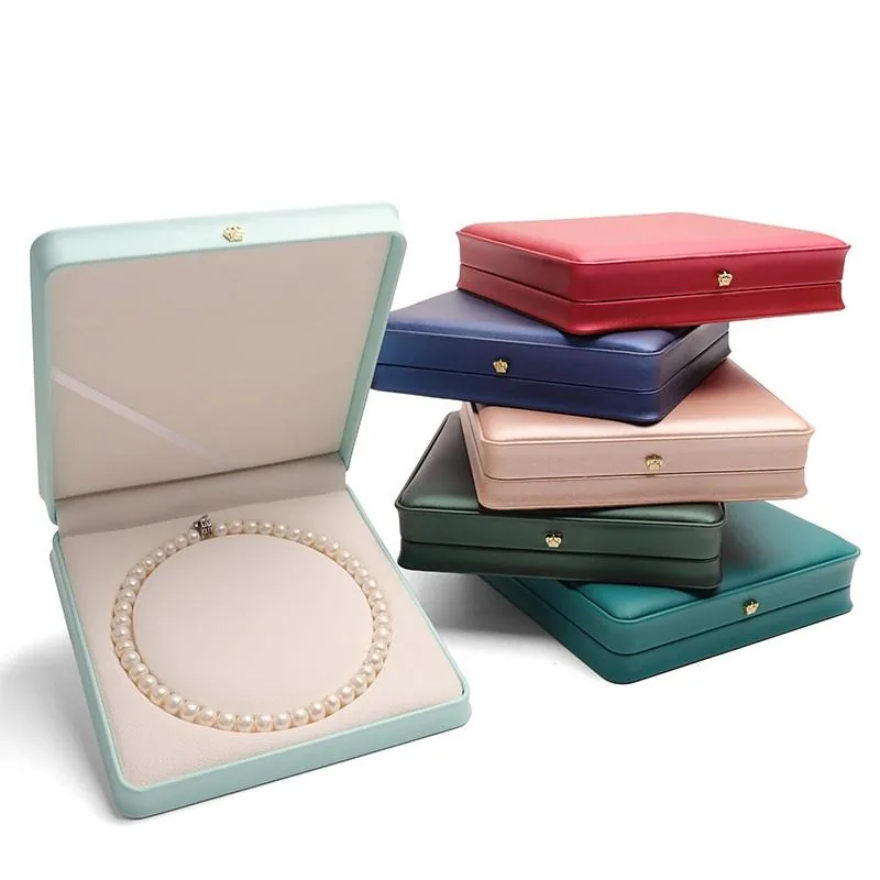 Mint red navy pink and green pearl necklace packaging boxes
