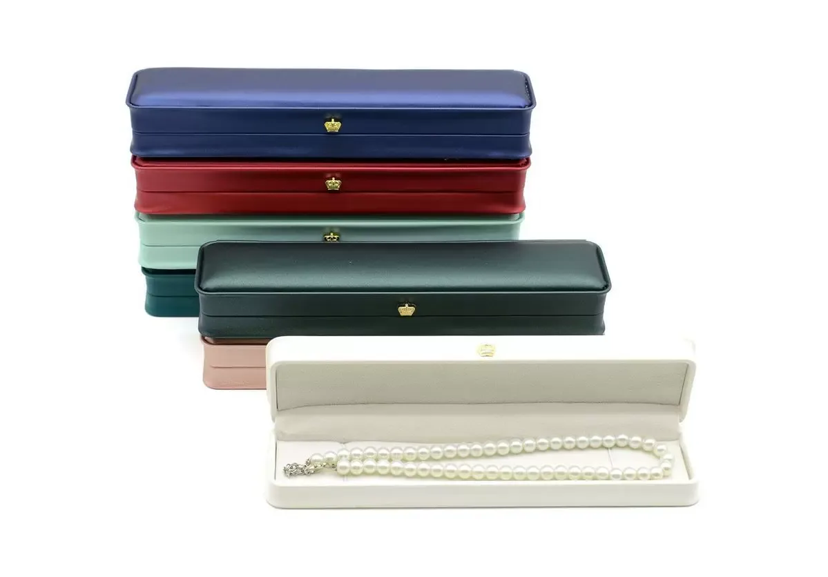 Wholesale pearl necklace packaging boxes in blue red green pink and white color options